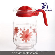 Pot d&#39;eau en verre décoratif fleur 1600ml avec couvercle